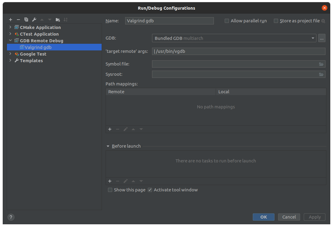 Configuring the GDB Remote Debug configuration